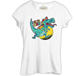 Okula Dönüş - Dinazor Beyaz Bayan Tshirt