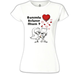 Benimle Evlenir misin? Beyaz Bayan Tshirt