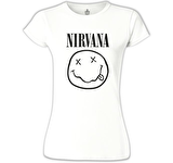 Nirvana - Logo Beyaz Bayan Tshirt
