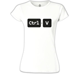 Ctrl+V Beyaz Bayan Tshirt