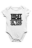 Best Mom in the Galaxy Anneler Günü Beyaz Bebek Body