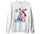 Super Mom Anneler Günü Beyaz Unisex Kalın Sweatshirt