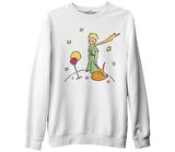 Küçük Prens - Gezegen Beyaz Erkek Kalın Sweatshirt