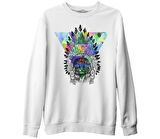 Sitting Cat - Kedi Beyaz Erkek Kalın Sweatshirt