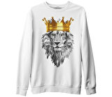 Aslan - The King Beyaz Erkek Kalın Sweatshirt
