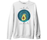 Yoga - Avocado Inhale Beyaz Erkek Kalın Sweatshirt