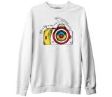 Fotoğraf- Kamera Kuş Beyaz Erkek Kalın Sweatshirt
