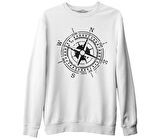 Pusula - Compass North Beyaz Erkek Kalın Sweatshirt