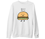 Best Friends - Hamburger Beyaz Kalın Sweatshirt