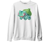 Pokemon - Bulbasaur Beyaz Kalın Sweatshirt