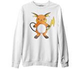 Pokemon - Raichu Beyaz Kalın Sweatshirt