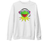 Kermit The Frog Beyaz Kalın Sweatshirt