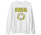 Nirvana - Logo 2  Beyaz Kalın Sweatshirt
