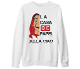 La Casa De Papel - Bella Ciao Beyaz Kalın Sweatshirt