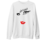 Lady Gaga Beyaz Kalın Sweatshirt