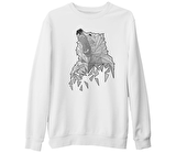 Ayı - Greyangles Beyaz Kalın Sweatshirt