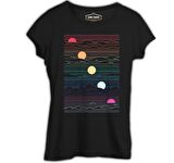 Sunset in Waves Siyah Bayan Tshirt