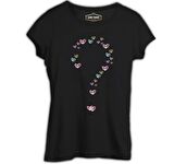 Kalp Soru İşareti Siyah Bayan Tshirt