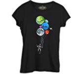 Gezegenler - Astronot Siyah Bayan Tshirt