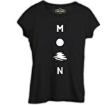 Moon on the Sea Siyah Kadın Tshirt