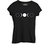 Full Moon Double Half Siyah Kadın Tshirt
