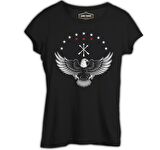 Kafkas Adige Bayraklı Karta Siyah Bayan Tshirt