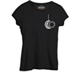 Mandala - Ay ve Güneş Siyah Bayan Tshirt