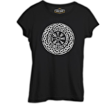 Viking - Logo Zincir Siyah Kadın Tshirt