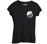 Hayvan - Yin Yang Kediler Logo Siyah Bayan Tshirt