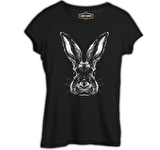 Hayvan - Tavşan Siyah Bayan Tshirt
