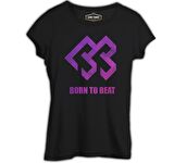 Born to Beat - Logo Grain Siyah Bayan Tshirt