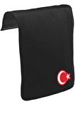 Ay Yıldız - Göğüs Logo Unisex Siyah Tak-Çıkar Postacı Çanta Kapağı CK-1157