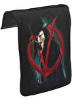 V for Vendetta - Give him a Mask Unisex Siyah Tak-Çıkar Postacı Çanta Kapağı CK-1368
