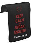 Keep Calm and Speak English Unisex Siyah Tak-Çıkar Postacı Çanta Kapağı CK-1393