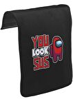 Among Us You Look Sus Unisex Siyah Tak-Çıkar Postacı Çanta Kapağı CK-1606