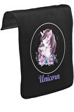 Unicorn Çiçek Anneler Günü Siyah Tak-Çıkar Unisex Tshirt CK-1634