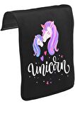 Unicorn Anneler Günü Siyah Tak-Çıkar Unisex Tshirt CK-1636