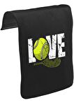 Tenis - Love Raket ve Top Unisex Siyah Tak-Çıkar Postacı Çanta Kapağı CK-1728