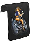 Motosiklet - Biker Girl Unisex Siyah Tak-Çıkar Postacı Çanta Kapağı CK-95