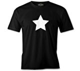 Beyaz Yıldız Siyah Erkek Tshirt