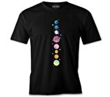 Gezegenler Yıldızlar Siyah Erkek Tshirt