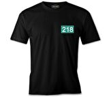 Squid Game-Number 218 Göğüs Logo Siyah Erkek Tshirt
