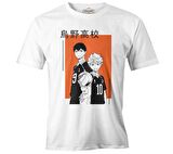 Haikyuu! Karasuno KageHina Beyaz Erkek Tshirt