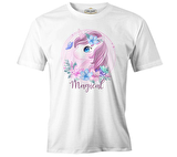Unicorn Çiçek Anneler Günü Beyaz Unisex Tshirt