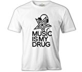 Music is My Drug - Yıldız Beyaz Erkek Tshirt