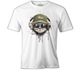 Hat Style - Kedi Beyaz Erkek Tshirt