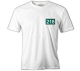 Squid Game - 218 Göğüs Logo Beyaz Erkek Tshirt