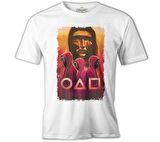 Squid Game - Maske Sarı ve Askerler Beyaz Erkek Tshirt