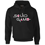 Squid Game-Logo Siyah Erkek Fermuarsız Kapşonlu