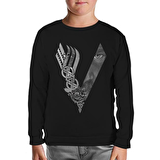 Vikings - Logo Eyes Siyah Çocuk Sweatshirt